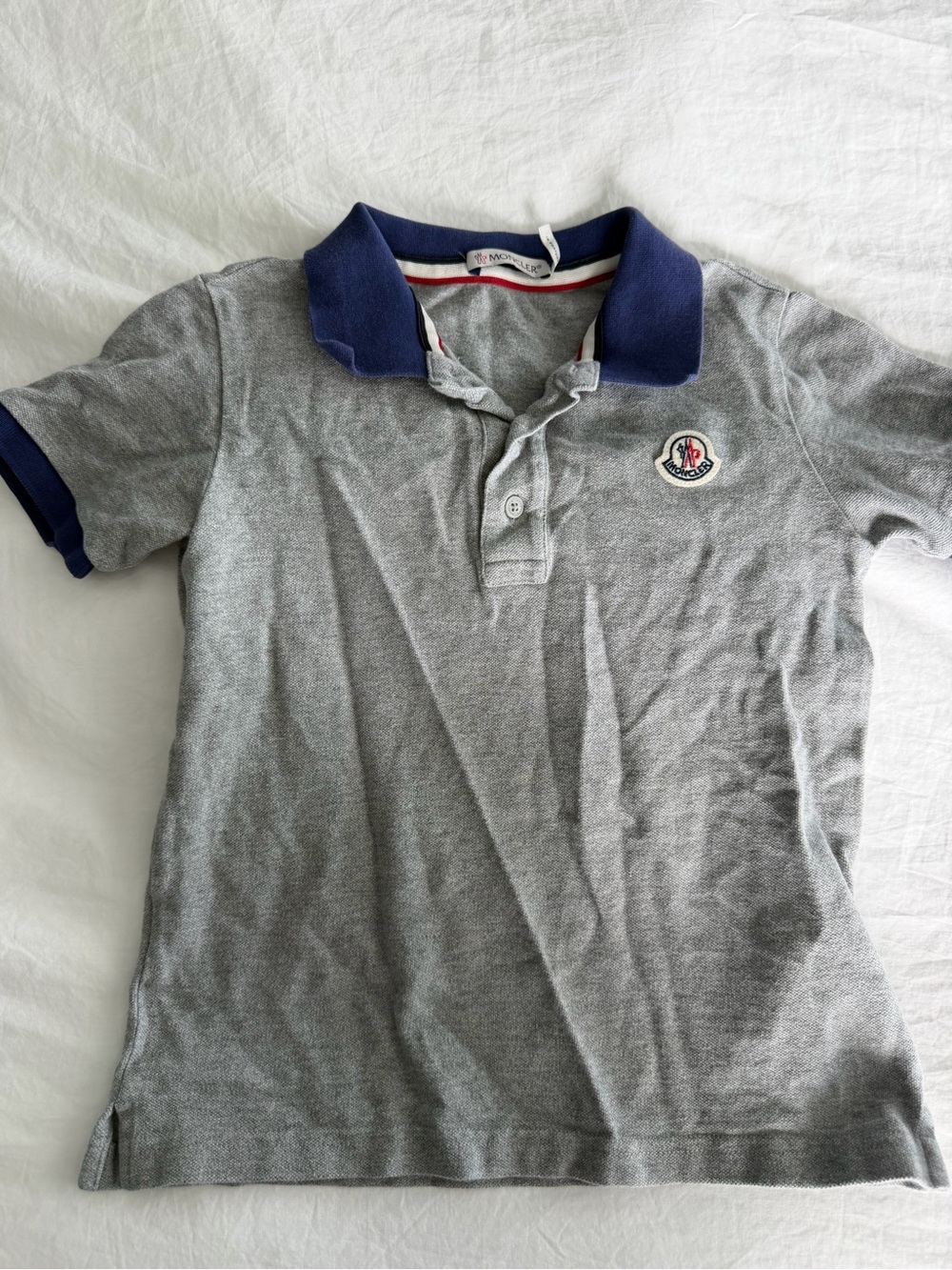 Moncler Grey Polo with Navy Trim